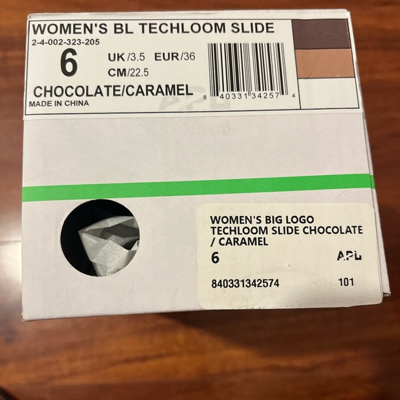 APL Women's Big Logo Techloom Slide Chocolate/ Caramel  Size 6 - Picture 2 of 3